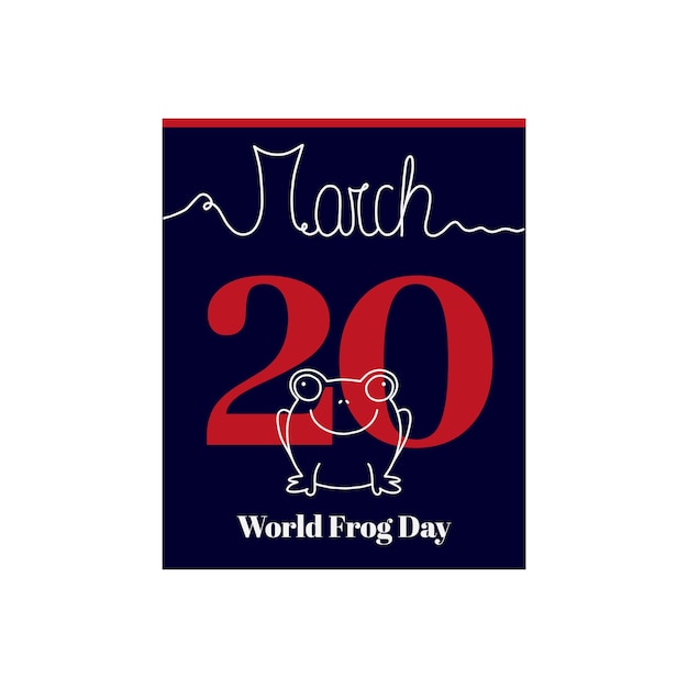 Calendar sheet, vector illustration on the theme of World Frog Day on March 20th.