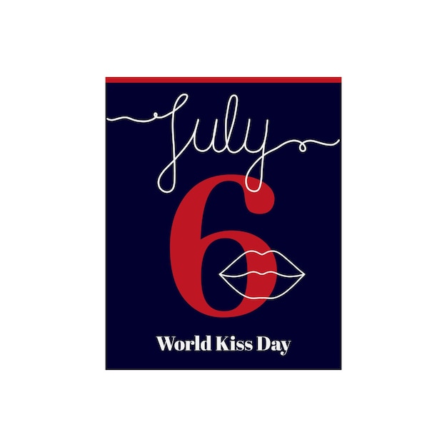 Calendar sheet vector illustration on the theme of World Kiss Day on July 6