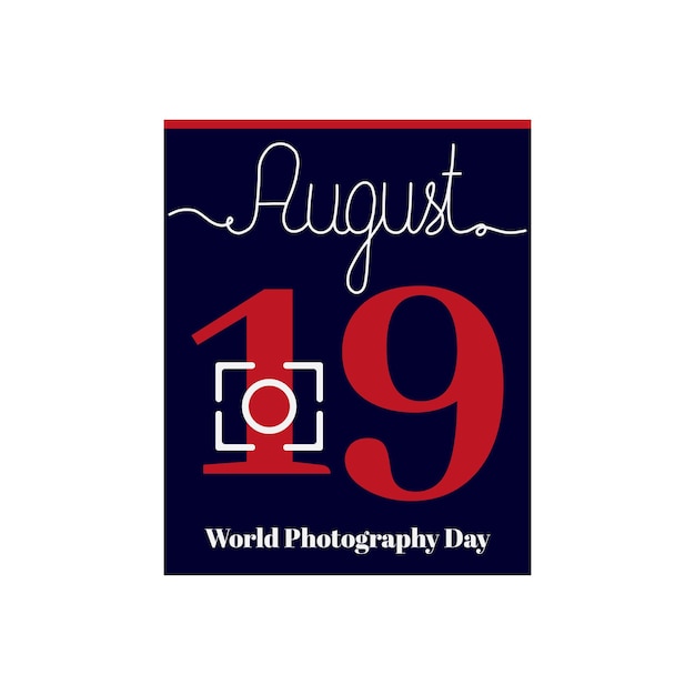 Calendar sheet vector illustration on the theme of World Photography Day on August 19