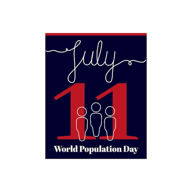 Calendar sheet vector illustration on the theme of World Population Day on July 11