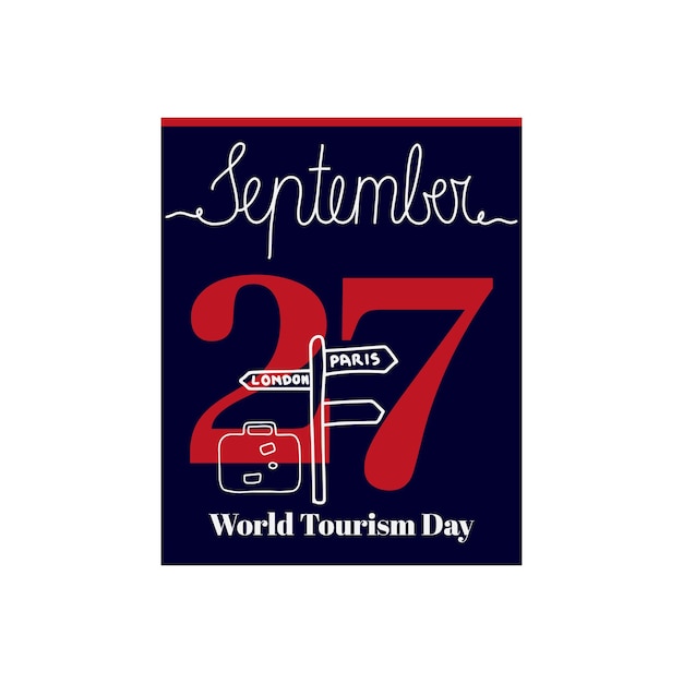 Calendar sheet vector illustration on the theme of World Tourism Day on September 27