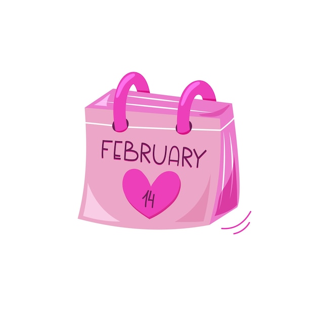 Calendar for Valentines day February 14 date Pink Tearoff calendar for greeting cards