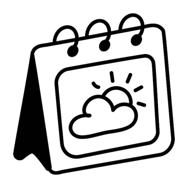 A calendar with a cloud and the sun