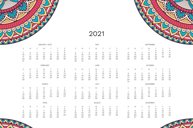 Calendar with mandalas.