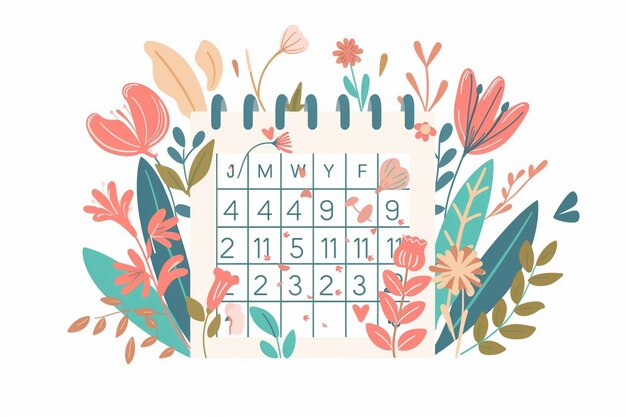 Vector calendar with period symbols