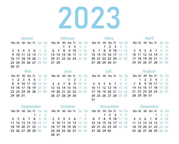 Calendars in German for 2023