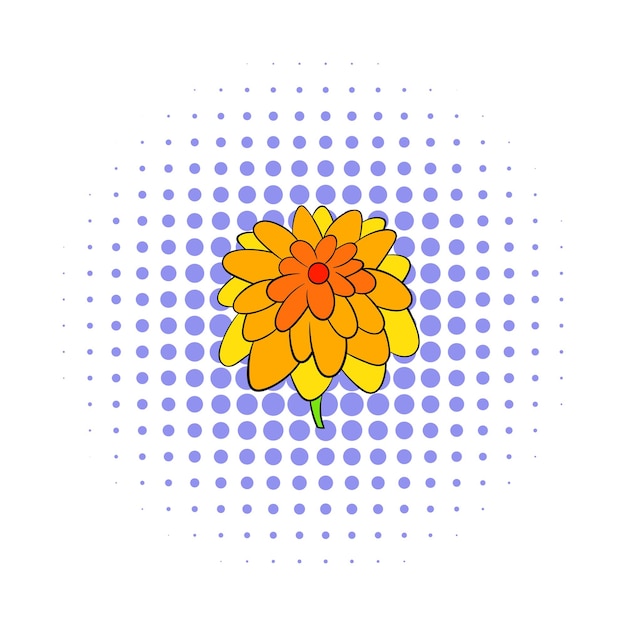 Calendula flower icon in comics style isolated on white background