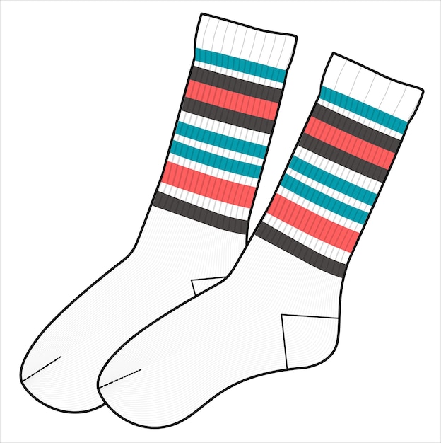 CALF LENGTH WOOLEN STRIPER SOCKS VECTOR