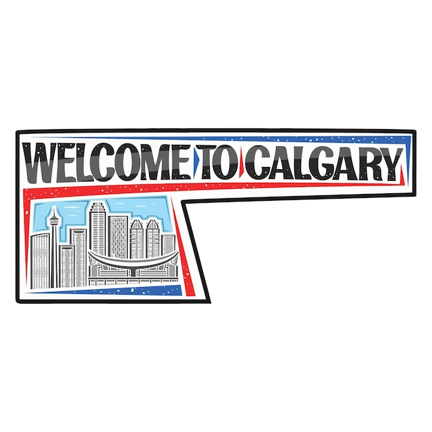 Calgary Skyline Landmark Flag Sticker Emblem Badge Travel Souvenir Illustration