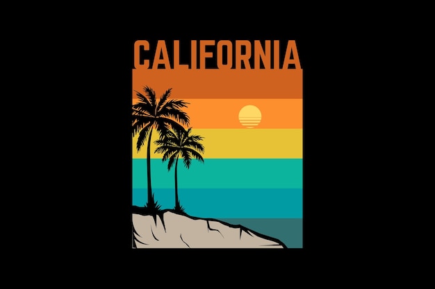 California beach retro design landscape