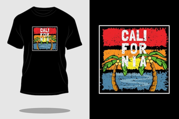 California beach retro t shirt design