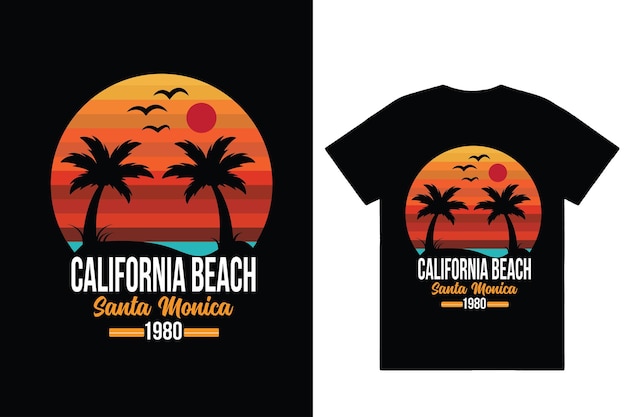 Vector california beach tshirt design santa monica beach