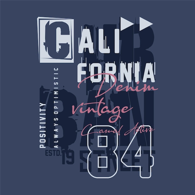 california denim vintage abstract graphic vector print t shirt design