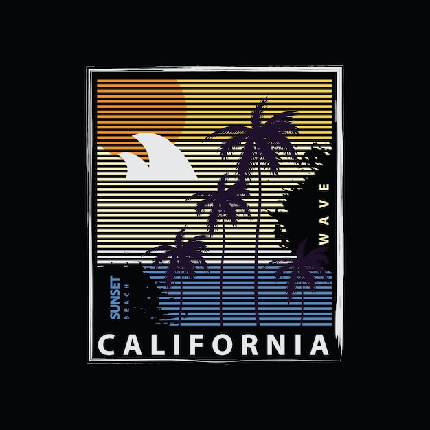 California illustration typography vector t shirt design