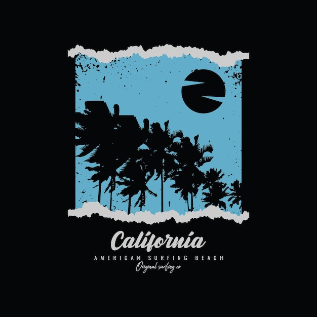 California illustration typography vector t shirt design