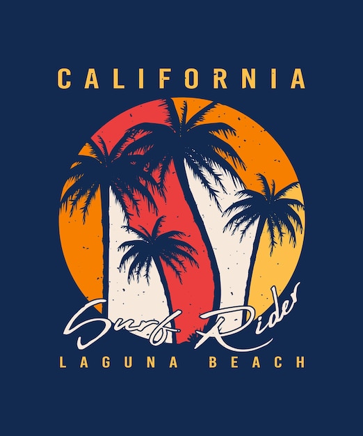 California Laguna beach Surf Paradise Retro Vintage Tshirt Design