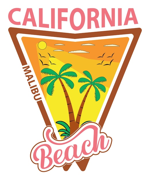 California Malibu Beach Vector TShirt Design