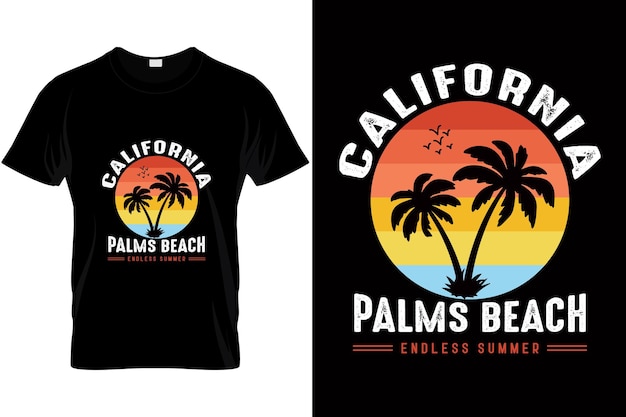 California Palms Beach Endless Summer Slogan For Tshirt Design Vector Summer Tshirt