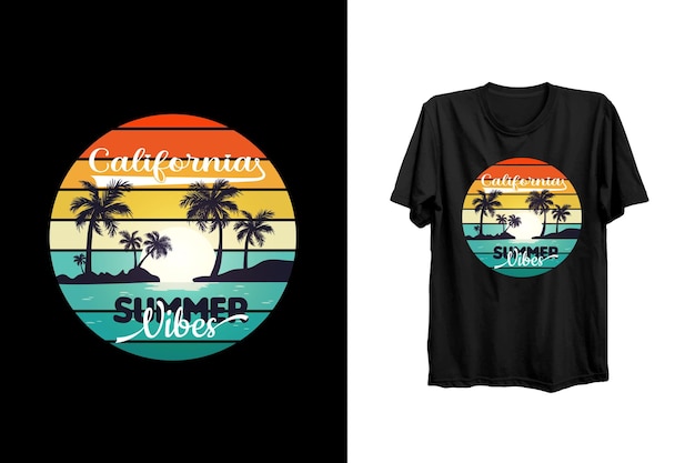 California summer vibes lettering vector t shirt design