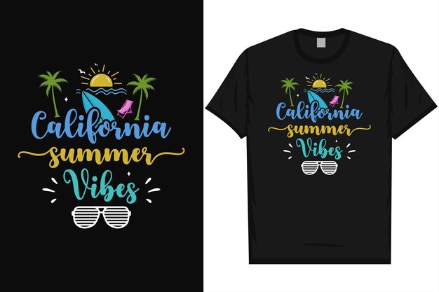 Vector california summer vibes typography tshirt design