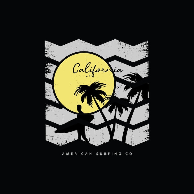 California surfing illustration typography. perfect for designing t-shirts, shirts, hoodies, poster,