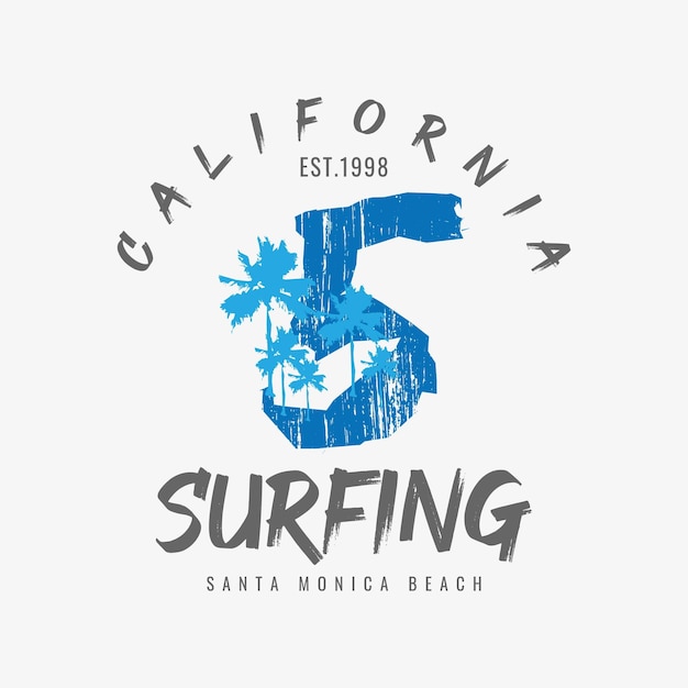 California surfing illustration typography t shirt design