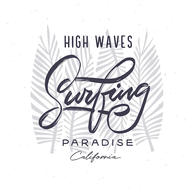 Vector california surfing tshirt apparel design vector illustration