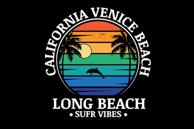 California venice beach long beach surf vibes color orange green and blue