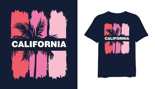 California with palm silhouette vector illustration t shirt mockup design