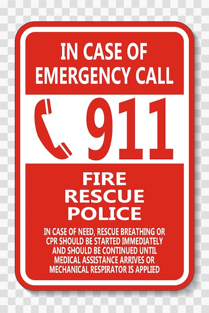 Vector call 911 sign on transparent backgroundvector illustration