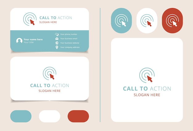 Call to action logo design with editable slogan Business card and branding book template