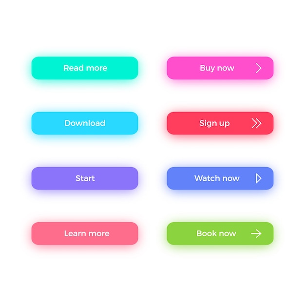 Call to action web buttons with shadows set