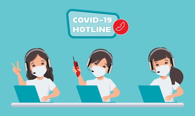 call center emergency worker hotline to help and support patient during covid19 disease