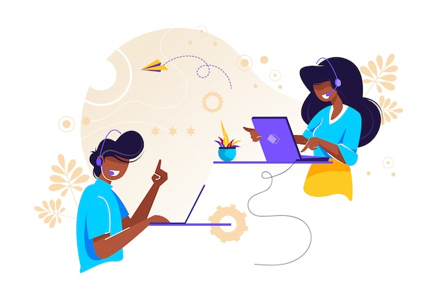 Call center, hotline  illustration for web 