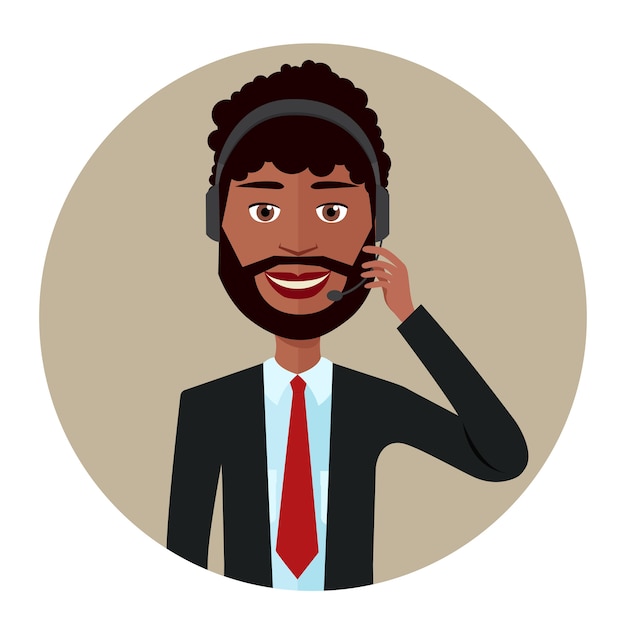 Call center icons man vector cartoon flat Illustration 