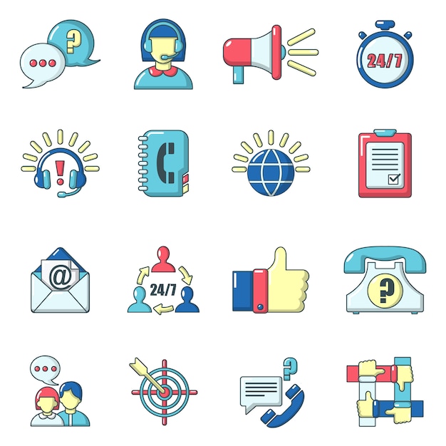 Call center icons set