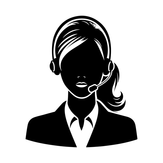 call center woman vector silhouette illustration