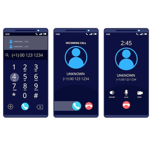 Vector call screen interface illustration