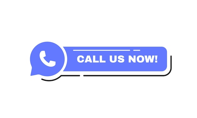 Call us label button with phone emblem on message bubble Logo design Vector illustration