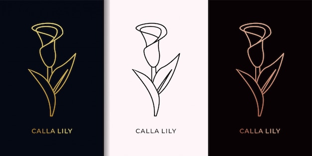 calla lily elegan gold logo design