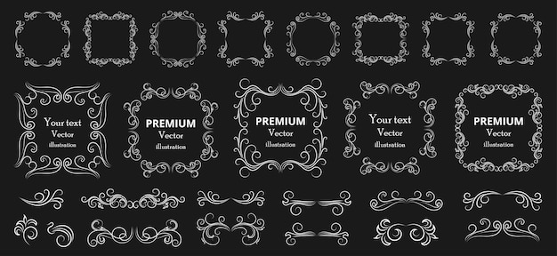 Vector calligraphic design elements decorative swirls or scrolls vintage frames