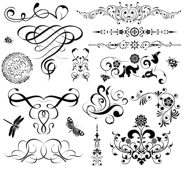 Calligraphic and floral element