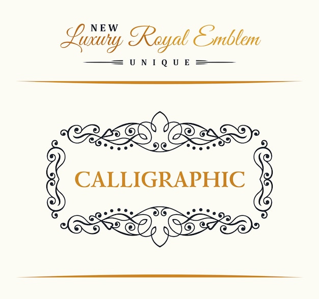 Calligraphic gold frame vintage logo design for menu