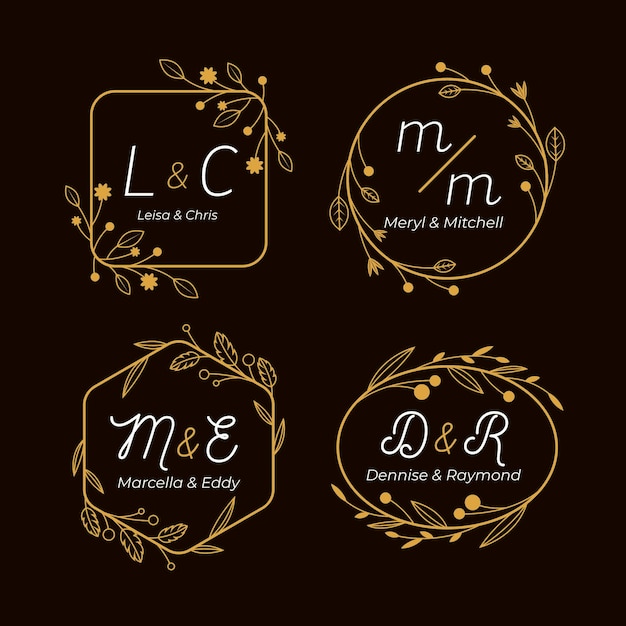 Calligraphic golden wedding monograms