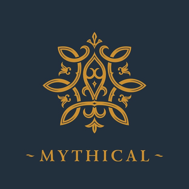 Calligraphic vector logo Mystical and mysterious symbol for design in vintage style