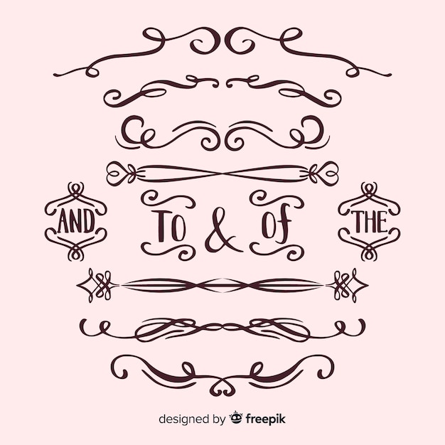 Vector calligraphic wedding ornament collection