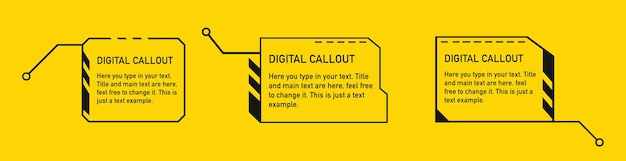 Callouts titles in HUD style.Box bars and modern digital info boxes templates.