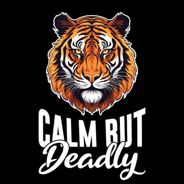 Calm but deadly tiger t shirt design vector illustration