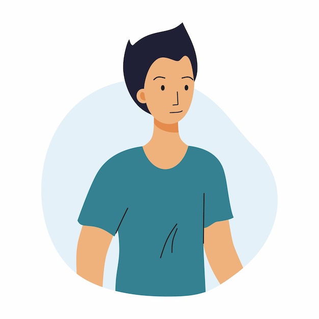 A calm man in T-shirt. Avatar for  social network. Phlegmatic type of temperament.