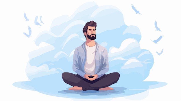 Calm Meditation on Clouds Illustration